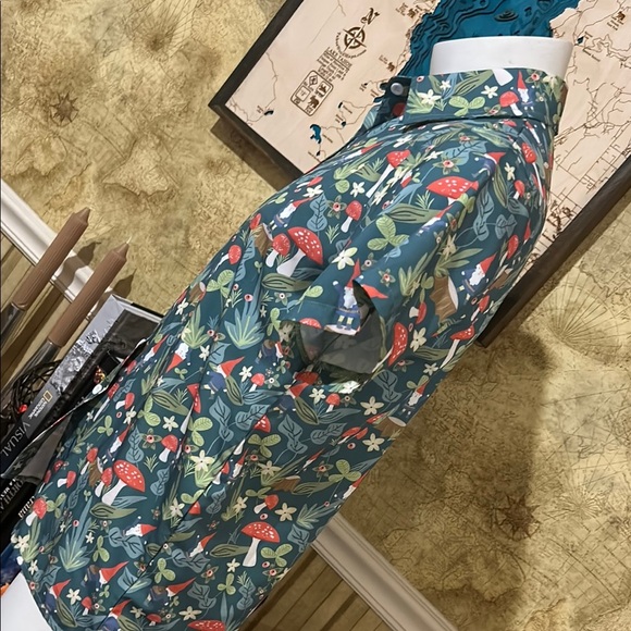 Floral Forest Men's Casual Mushroom Shirt small button up. Unisex - Picture 3 of 6